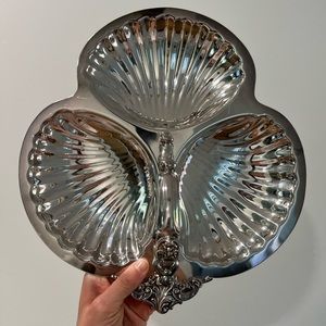 Silver plate shell serving platter